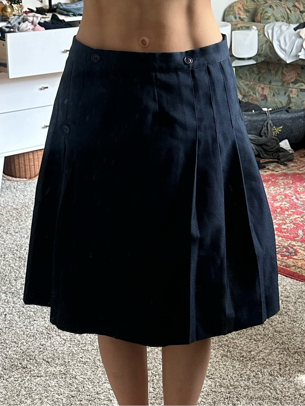 Pleated A-Line Skirt in Blue